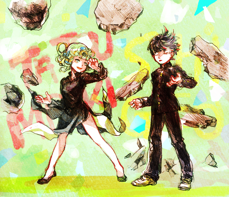 tatsumaki and kageyama shigeo (one-punch man and 1 more) drawn by morisaki_tsugumi