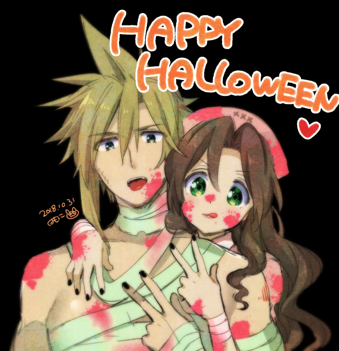 cloud strife and aerith gainsborough (final fantasy and 1 more) drawn by krudears