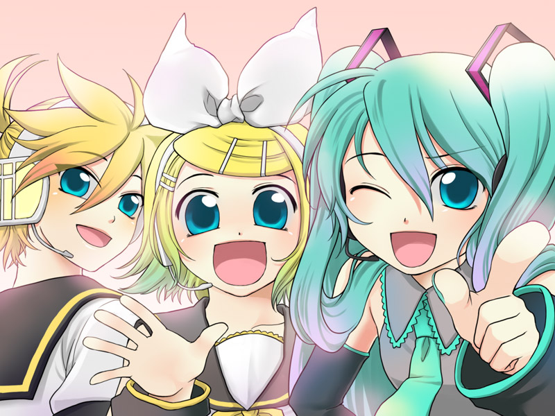 hatsune miku, kagamine rin, and kagamine len (vocaloid) drawn by chori_(niisan)