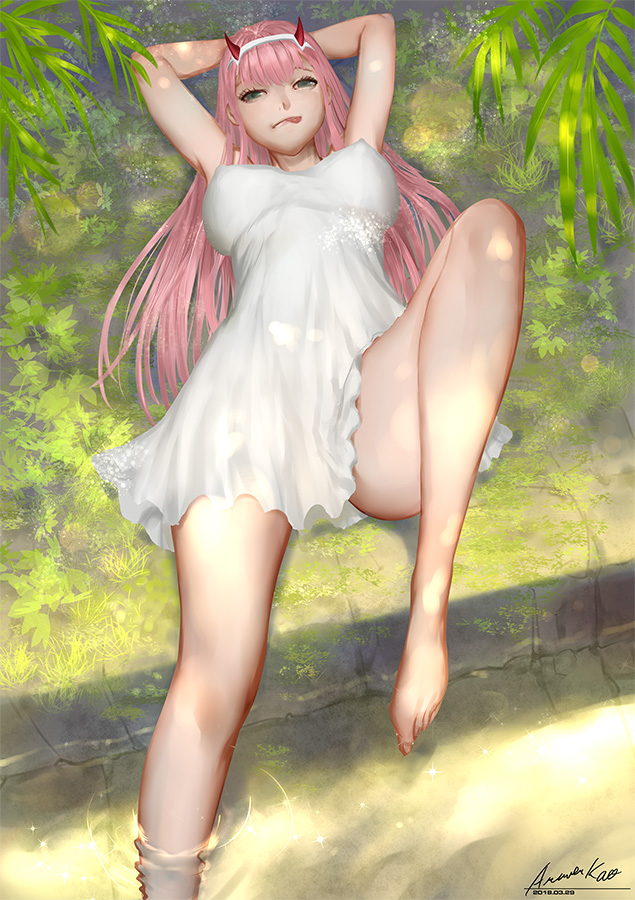 zero two (darling in the franxx) drawn by ariverkao