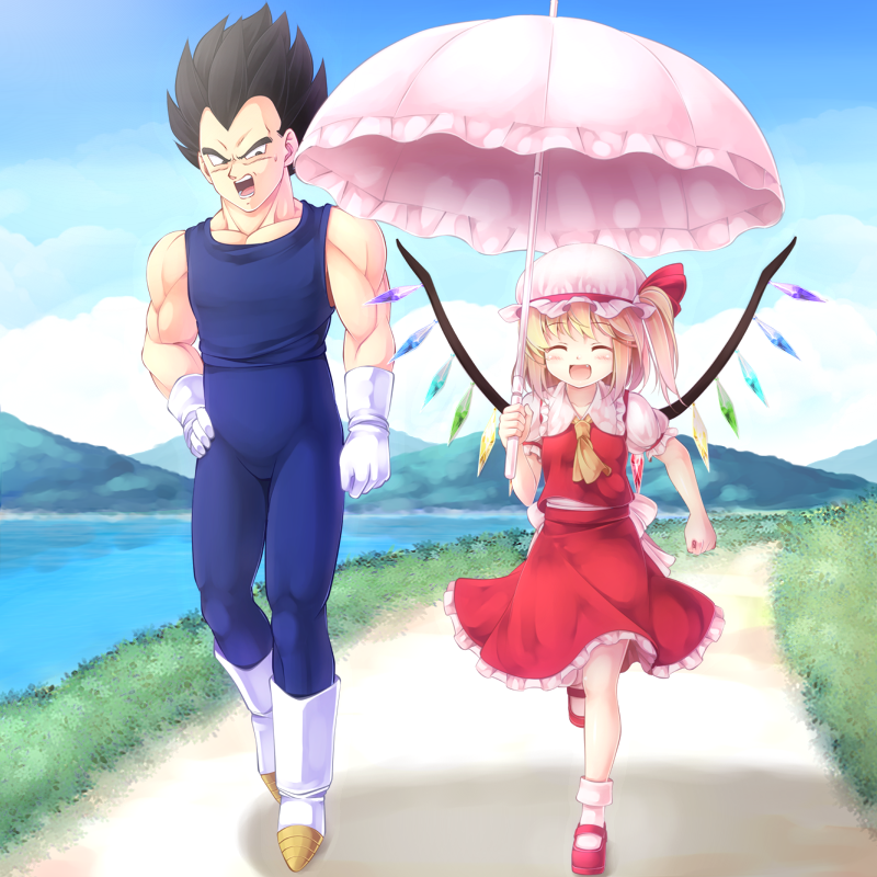 flandre scarlet and vegeta (touhou and 2 more) drawn by komimiyako