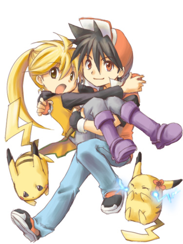 pikachu, red, yellow, pika, and chuchu (pokemon and 1 more) drawn by unagi_(kobucha_blaster)