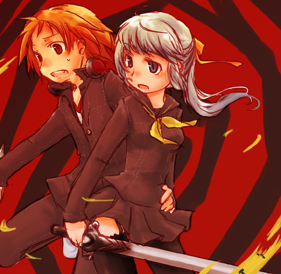 narukami yu and hanamura yousuke (persona and 1 more) drawn by cruithne