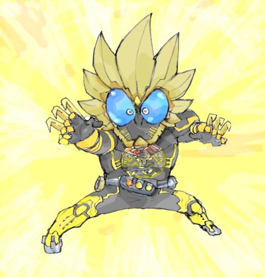kamen rider ooo and ratoratah (kamen rider and 1 more) drawn by kyuraa_(kyura9een)