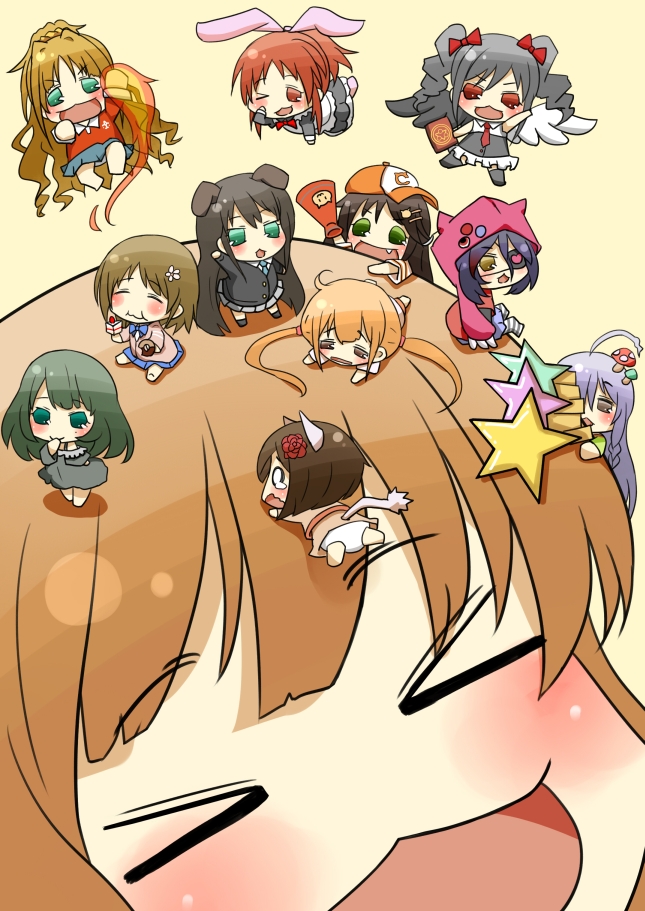 shibuya rin, takagaki kaede, kanzaki ranko, futaba anzu, maekawa miku, and 7 more (idolmaster and 2 more) drawn by b-man