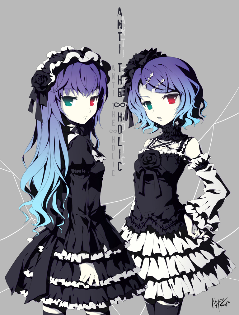 kagamine rin and megurine luka (vocaloid and 1 more) drawn by nyanya