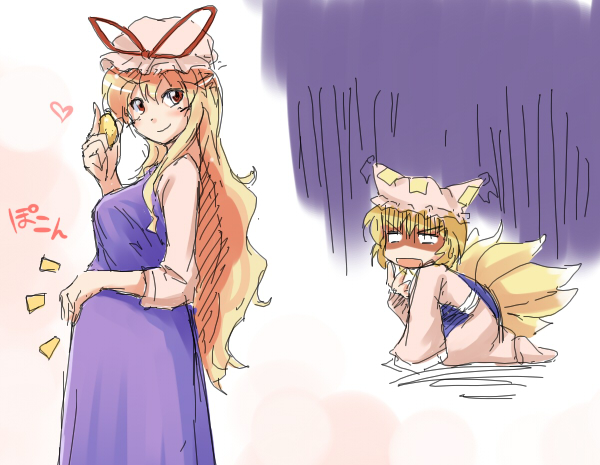 yakumo yukari and yakumo ran (touhou) drawn by fechirin