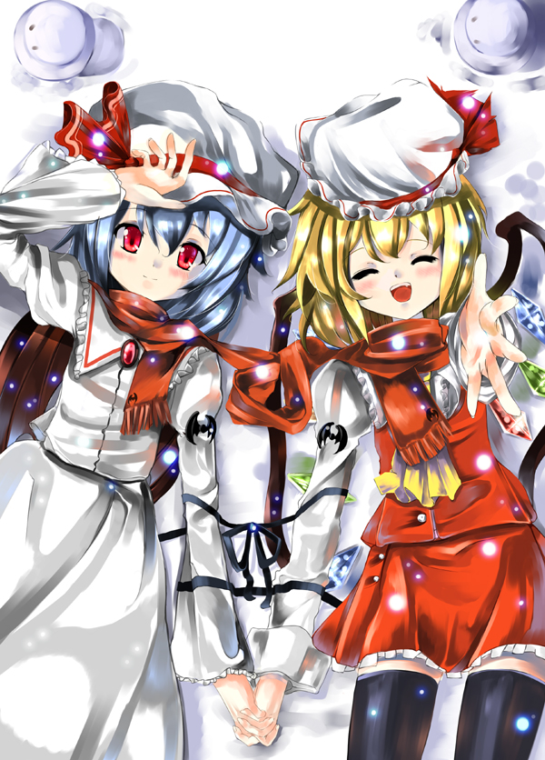 remilia scarlet and flandre scarlet (touhou) drawn by sho_(runatic_moon)