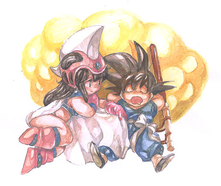son goku and chi-chi (dragon ball) drawn by nitako
