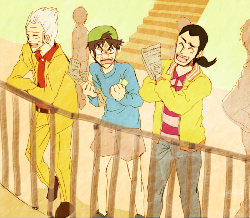 morita tetsuo, hirai ginji, and kawamatsu ryouhei (gin to kin) drawn by t_k_g