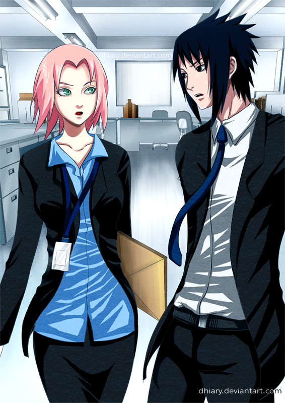 haruno sakura, uchiha sasuke, fox mulder, and dana scully (naruto and 2 more) drawn by dhiary