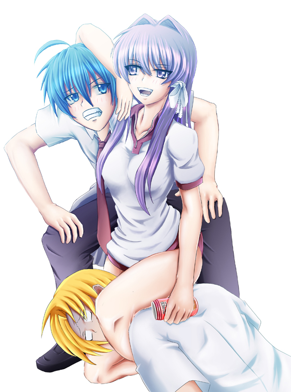 fujibayashi kyou, okazaki tomoya, and sunohara youhei (clannad) drawn by kazuna