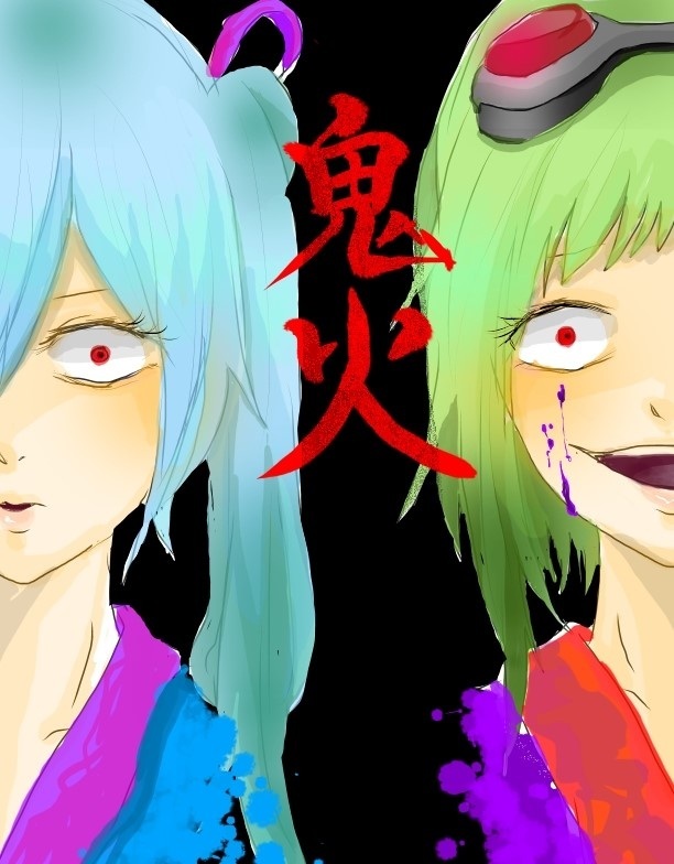 hatsune miku and gumi (vocaloid and 2 more) drawn by gumi09