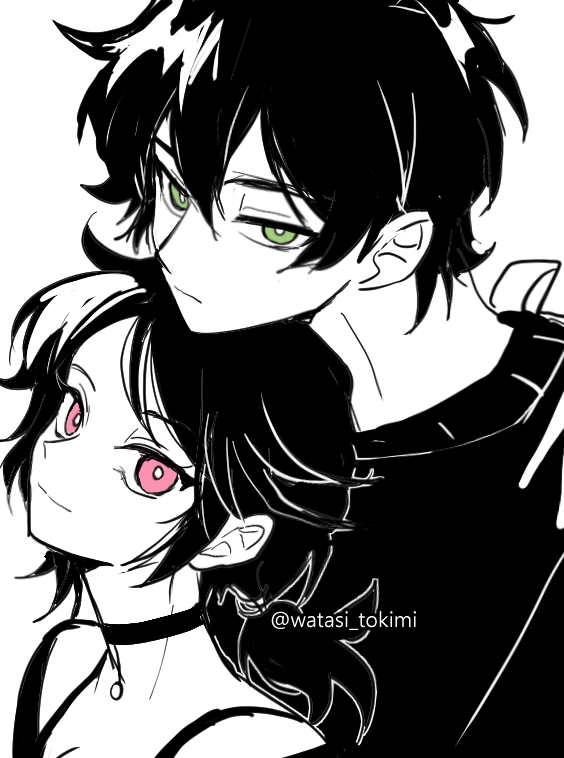 ashley graves and andrew graves (the coffin of andy and leyley) drawn by watasi_tokimi