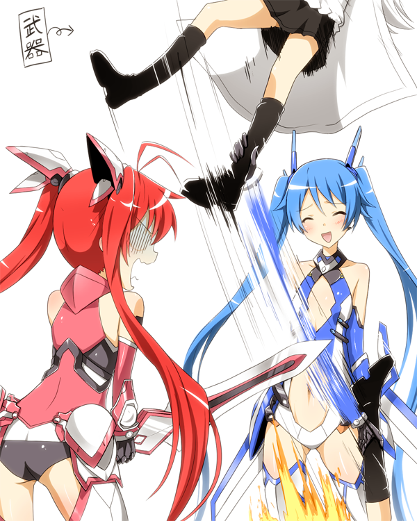 tailred, tailblue, and twoearle (ore twintail ni narimasu) drawn by yuto_(dialique)