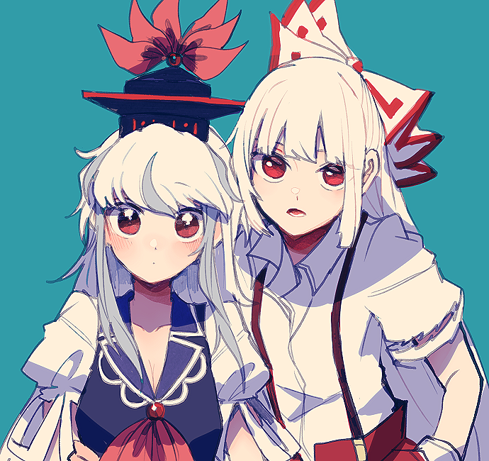 fujiwara no mokou and kamishirasawa keine (touhou) drawn by itomugi-kun
