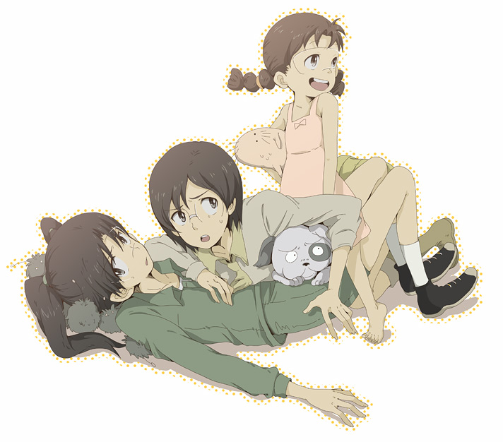 amasawa yuuko, okonogi yuuko, densuke, mojo, oyaji, and 1 more (dennou coil) drawn by moha