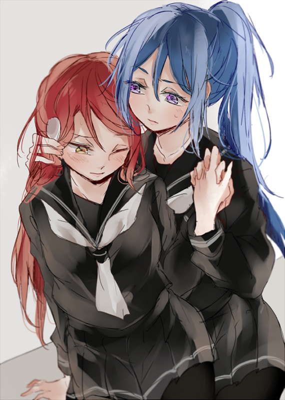 sakurauchi riko and matsuura kanan (love live! and 1 more) drawn by lemon_(lmn826)