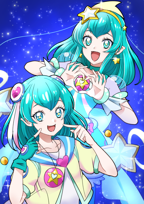 hagoromo lala and cure milky (precure and 1 more) drawn by tsukikage_oyama