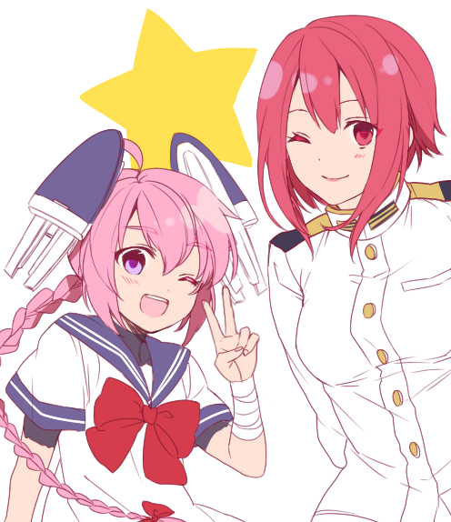 female admiral, nenohi, and admiral minami kazusa (kantai collection) drawn by nagomi_(mokatitk)