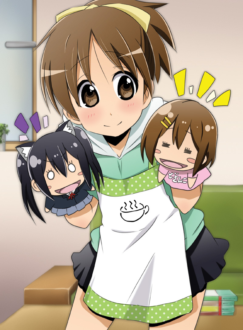 nakano azusa, hirasawa yui, and hirasawa ui (k-on!) drawn by nukunuku