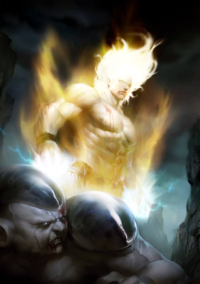 son goku, frieza, and full power frieza (dragon ball and 1 more) drawn by xin_wang