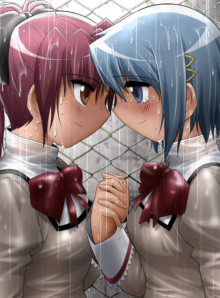 miki sayaka and sakura kyoko (mahou shoujo madoka magica) drawn by shingyouji_tatsuya