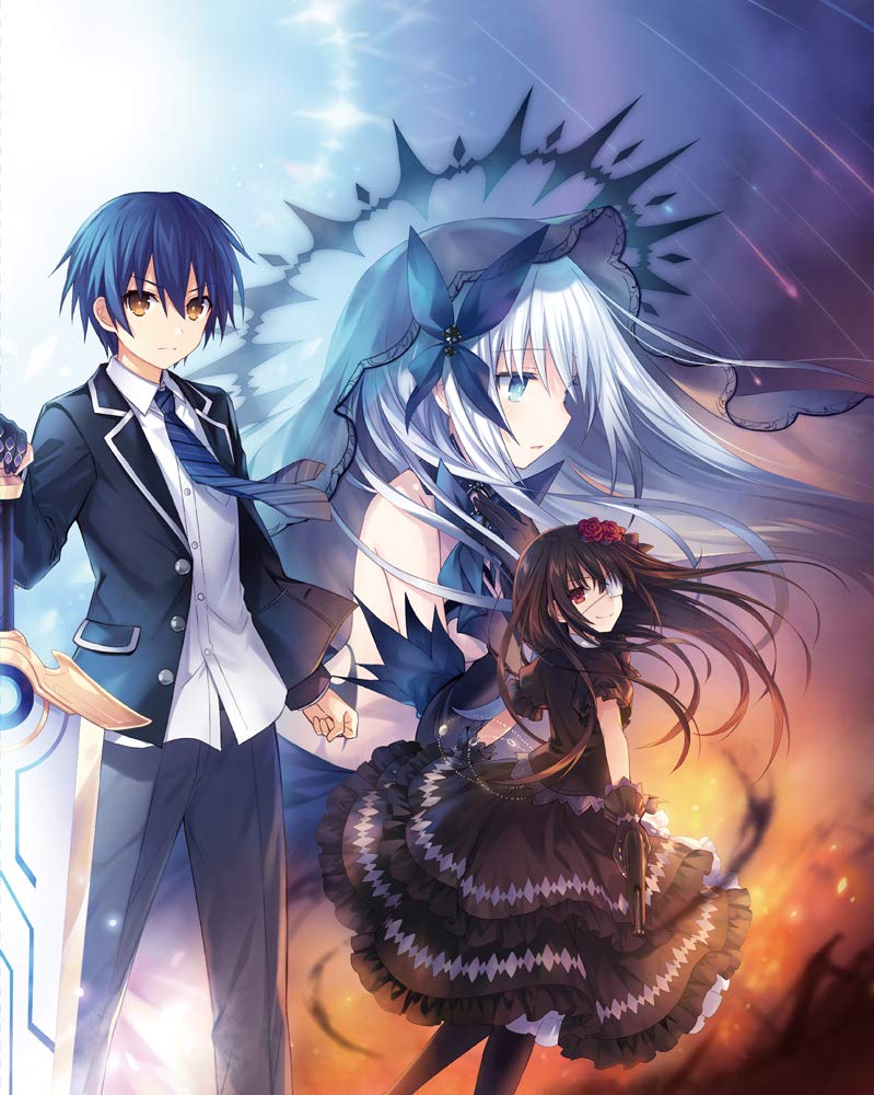 tokisaki kurumi, tobiichi origami, and itsuka shido (date a live) drawn by tsunako
