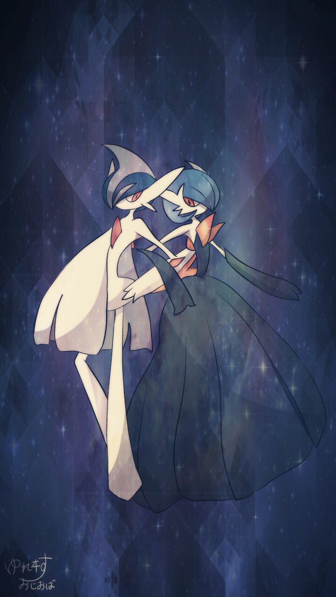 gardevoir, mega gardevoir, gallade, and mega gallade (pokemon) drawn by yaki_obake