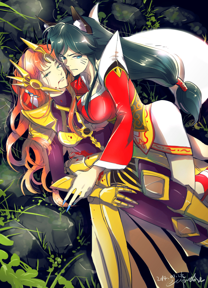 ahri and leona (league of legends) drawn by zepirose