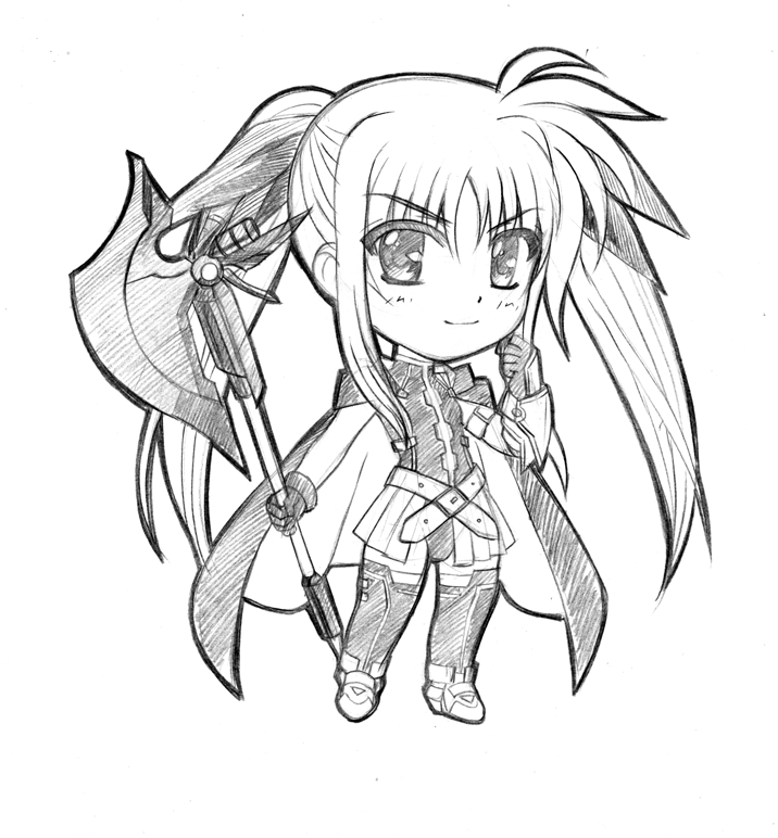 fate testarossa and bardiche (lyrical nanoha and 3 more) drawn by nigemakuri