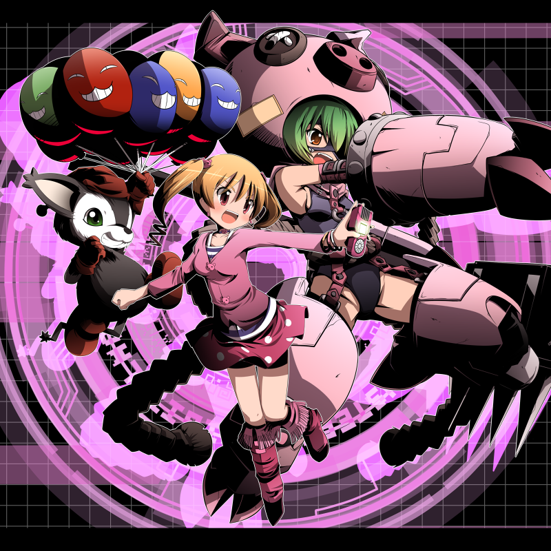 suzaki airu, cho-hakkaimon, and opossummon (digimon and 1 more) drawn by mori_no_kaeru