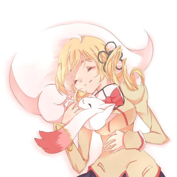 tomoe mami and kyubey (mahou shoujo madoka magica) drawn by izusetsu