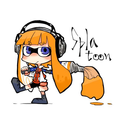 inkling player character and inkling girl (splatoon and 1 more) drawn by rebecca_(keinelove)