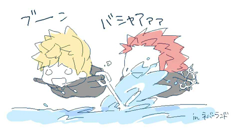 roxas and axel (kingdom hearts and 1 more) drawn by yubon