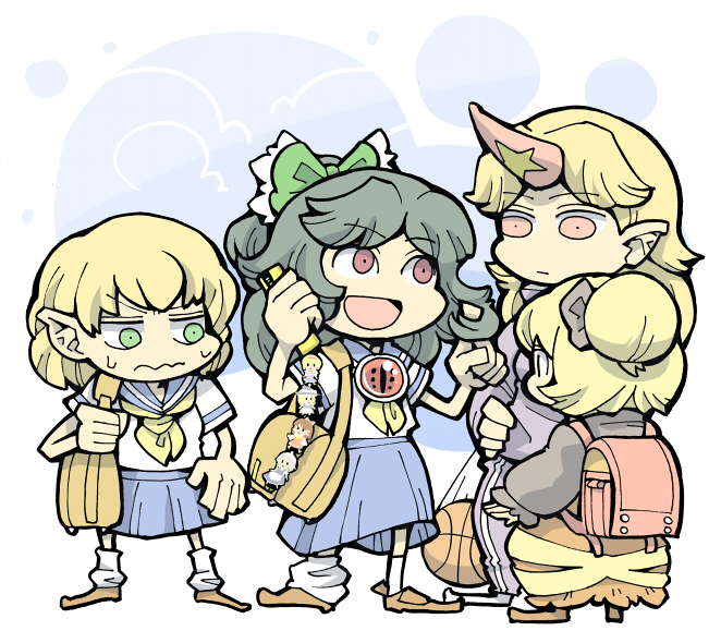 hakurei reimu, kirisame marisa, izayoi sakuya, alice margatroid, reiuji utsuho, and 3 more (touhou) drawn by hounori