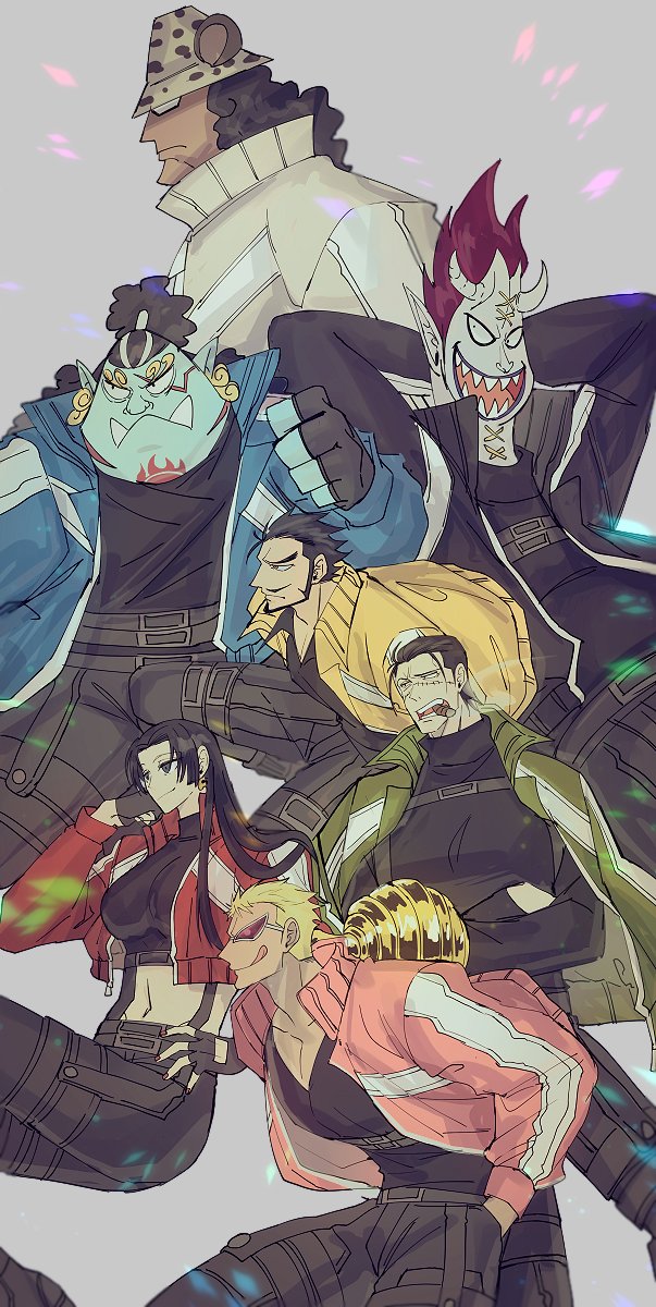 boa hancock, donquixote doflamingo, crocodile, dracule mihawk, jinbe, and 2 more (one piece) drawn by 008_yumyum