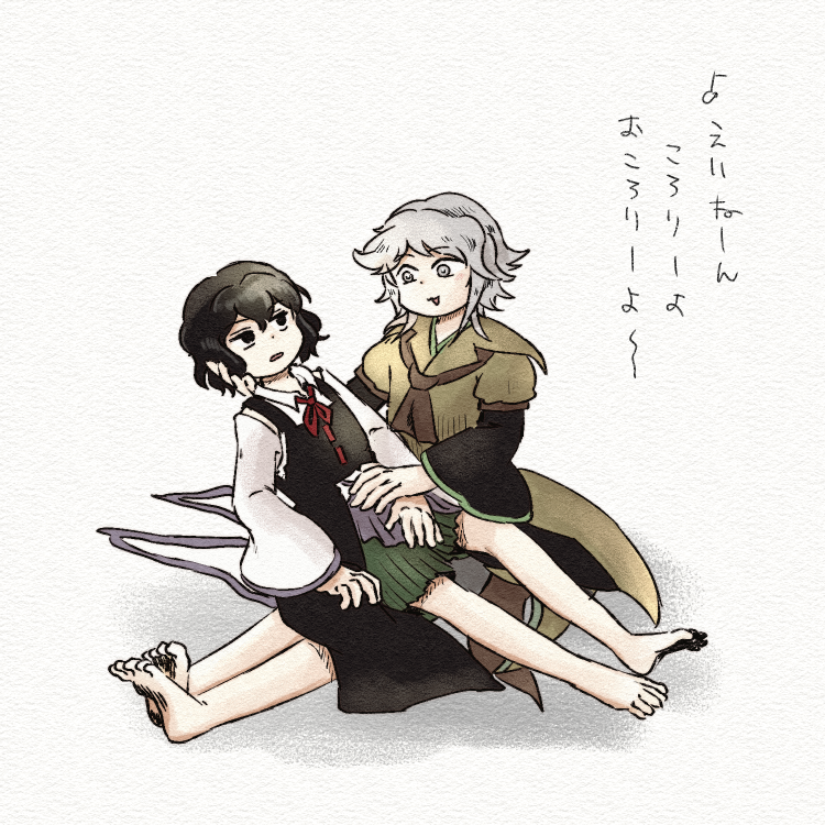 enraku tsubakura and houlen yabusame (len'en) drawn by chikafumikou