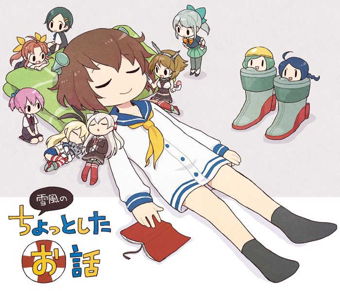 shimakaze, amatsukaze, yukikaze, rensouhou-chan, mutsu, and 7 more (kantai collection) drawn by soppos