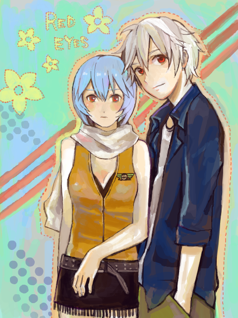 ayanami rei and nagisa kaworu (neon genesis evangelion) drawn by kazue_(kaaaaazue)