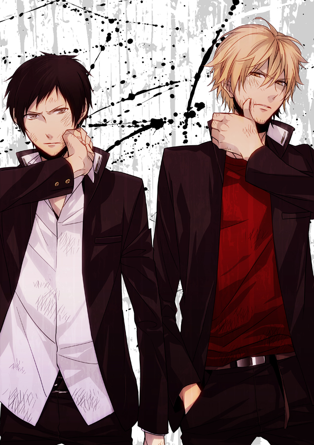 orihara izaya and heiwajima shizuo (durarara!!) drawn by xia_(ryugo)