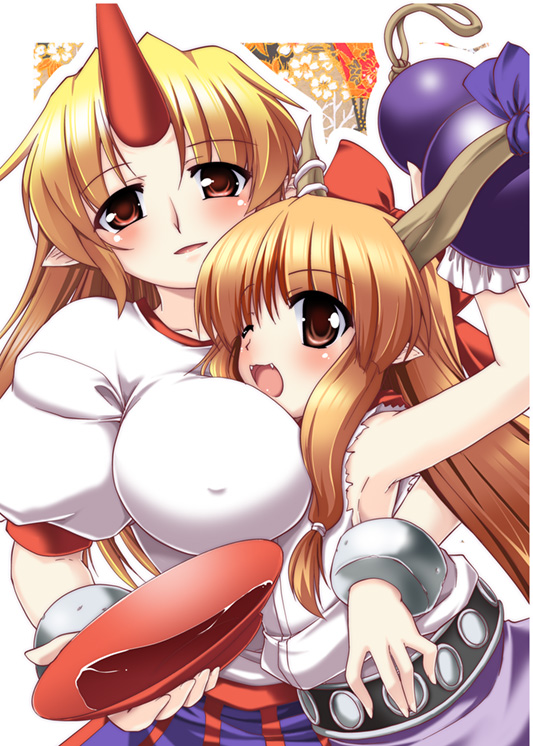 ibuki suika and hoshiguma yuugi (touhou) drawn by gonzaburo