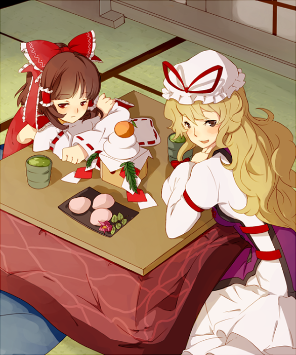 hakurei reimu and yakumo yukari (touhou) drawn by ai-wa