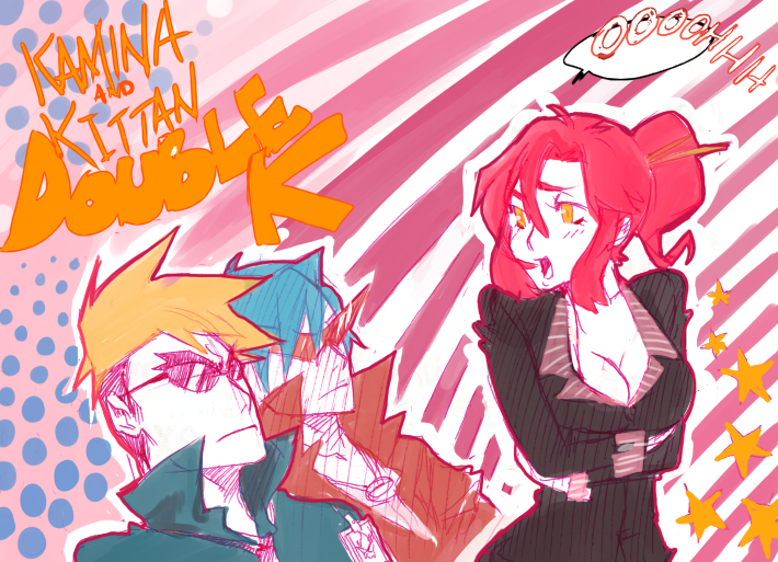 yoko littner, kamina, and kittan bachika (tengen toppa gurren lagann and 2 more) drawn by tehryu
