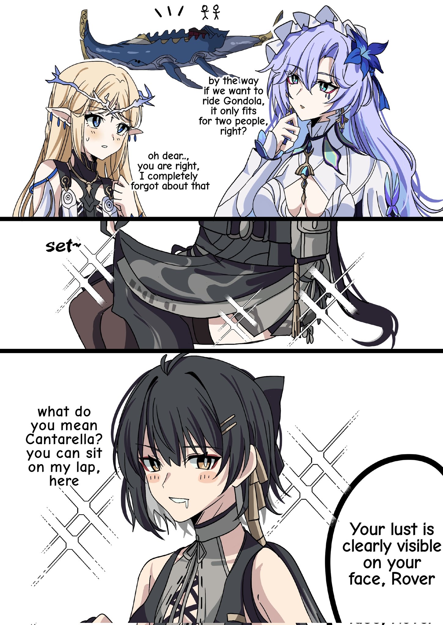 rover, female rover, cantarella, and cartethyia (wuthering waves) drawn