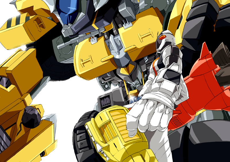 kamen rider fourze and powerdizer (kamen rider and 1 more) drawn by kuzunoha
