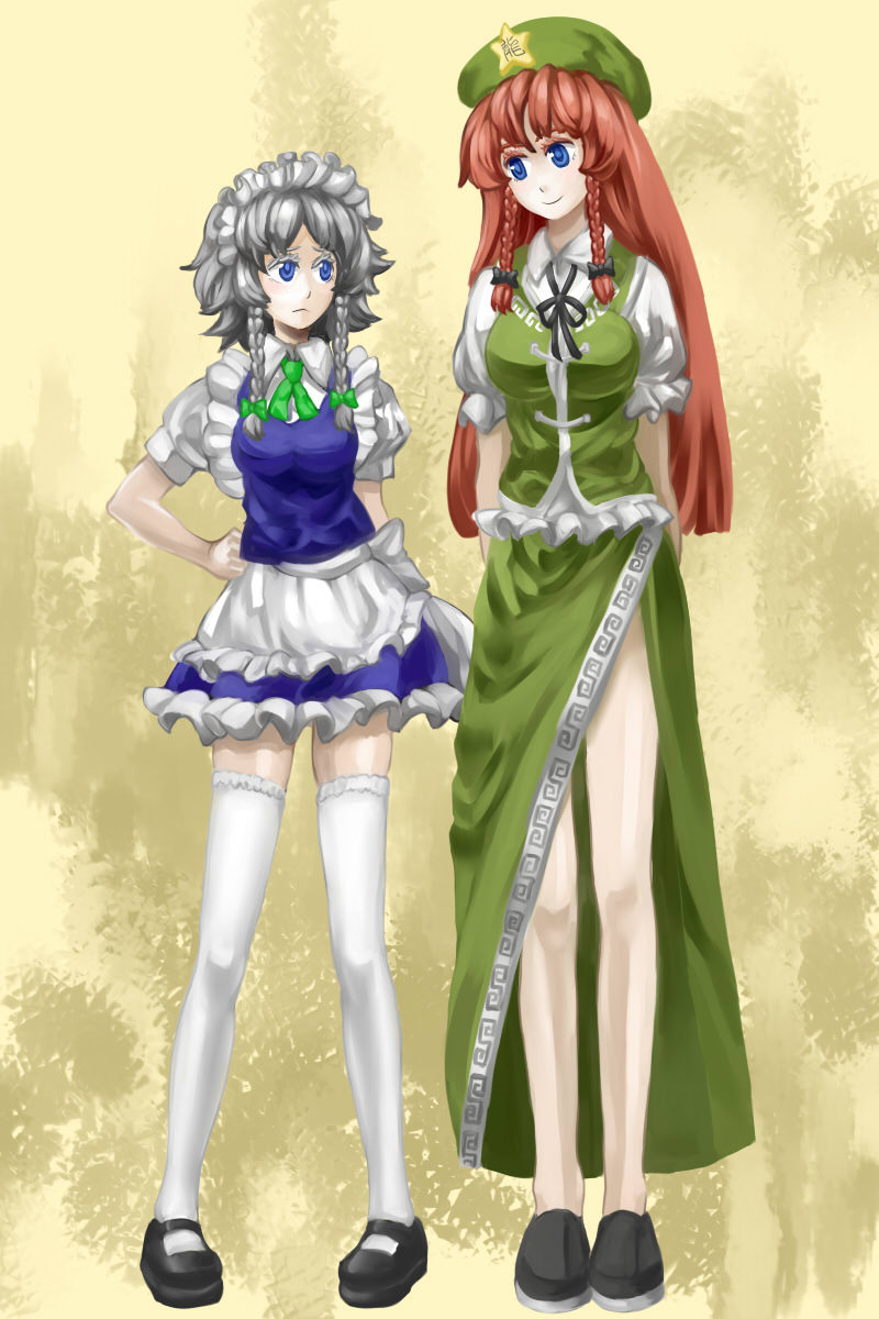 izayoi sakuya and hong meiling (touhou) drawn by cheken