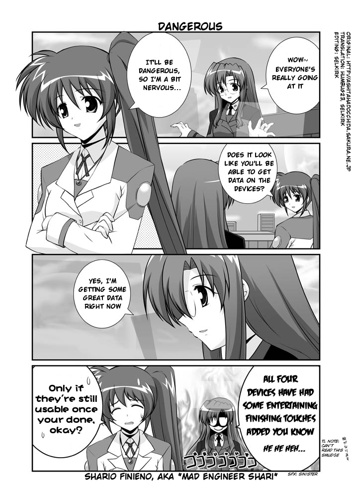 takamachi nanoha, raising heart, and shario finieno (lyrical nanoha and 1 more) drawn by mikage_takashi