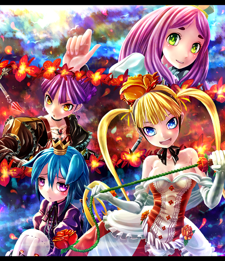 princess, momomeno, maron, sora, and alusha (7th dragon) drawn by kabutoyama