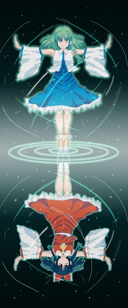 hakurei reimu and kochiya sanae (touhou) drawn by minami_nanaki